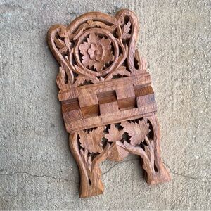 Vintage Carved Wooden Book Holder